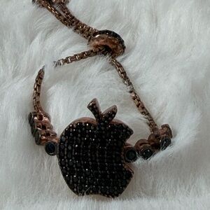 Elegant Black and Gold Apple adjustable ring